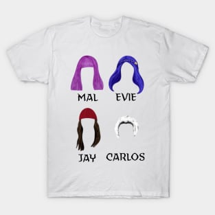 Mal, Evie, Jay and Carlos Hair profiles T-Shirt